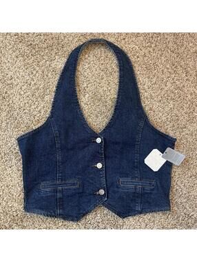NWT Altar'd State XXL Dark Denim Halter Vest
